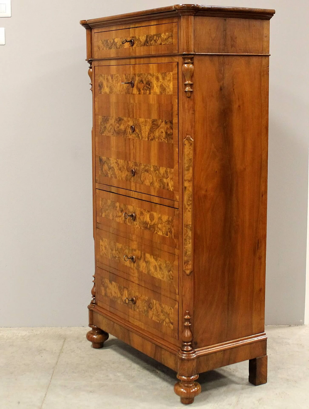 Louis Philippe secretaire in walnut, mid-19th century 6