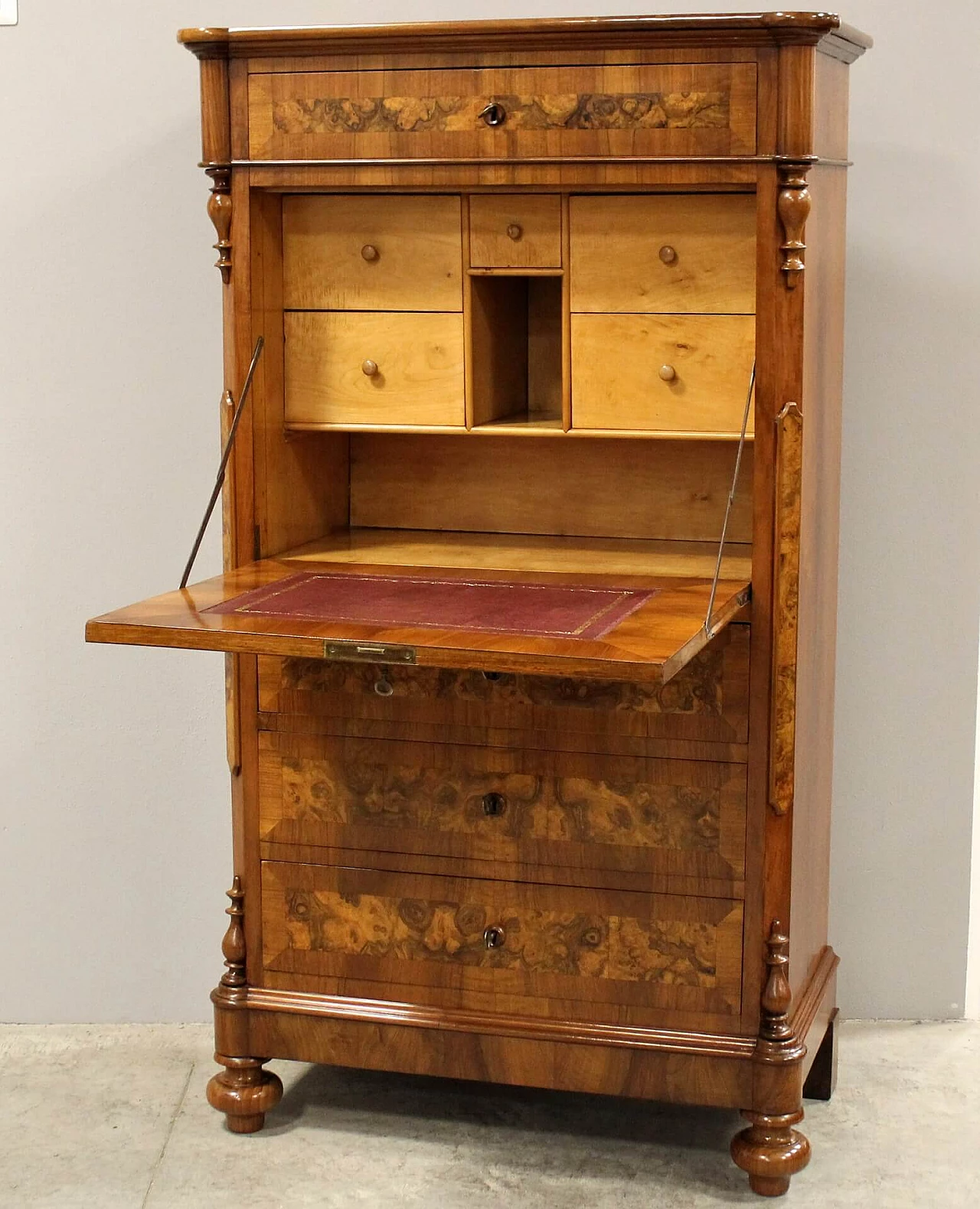 Louis Philippe secretaire in walnut, mid-19th century 9