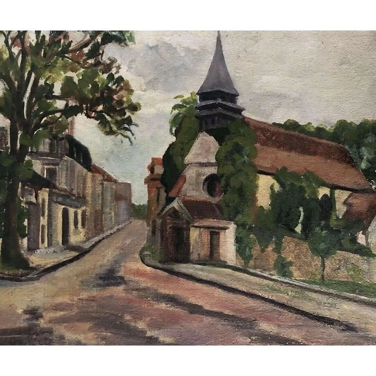 Painting depicting a French landscape scene, oil on canvas, late 19th century 8