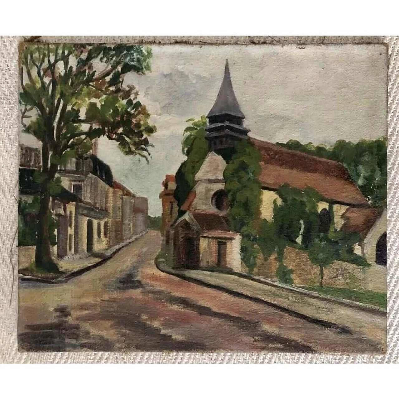 Painting depicting a French landscape scene, oil on canvas, late 19th century 9