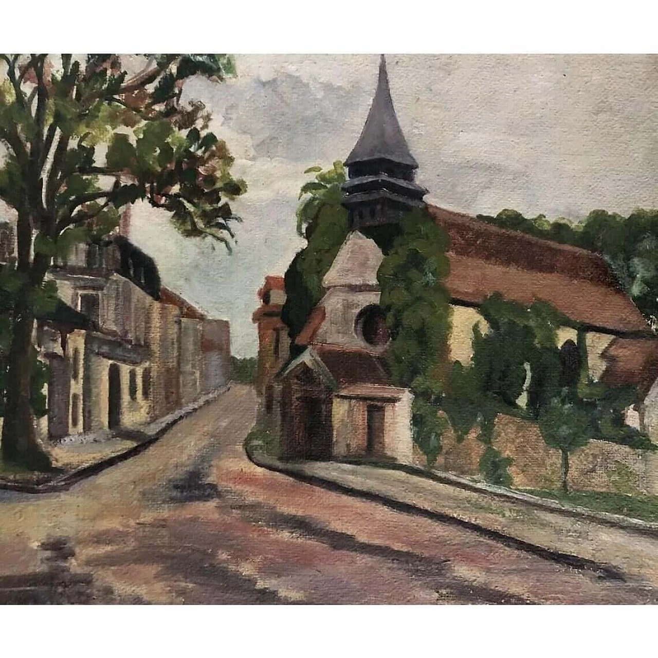 Painting depicting a French landscape scene, oil on canvas, late 19th century 12