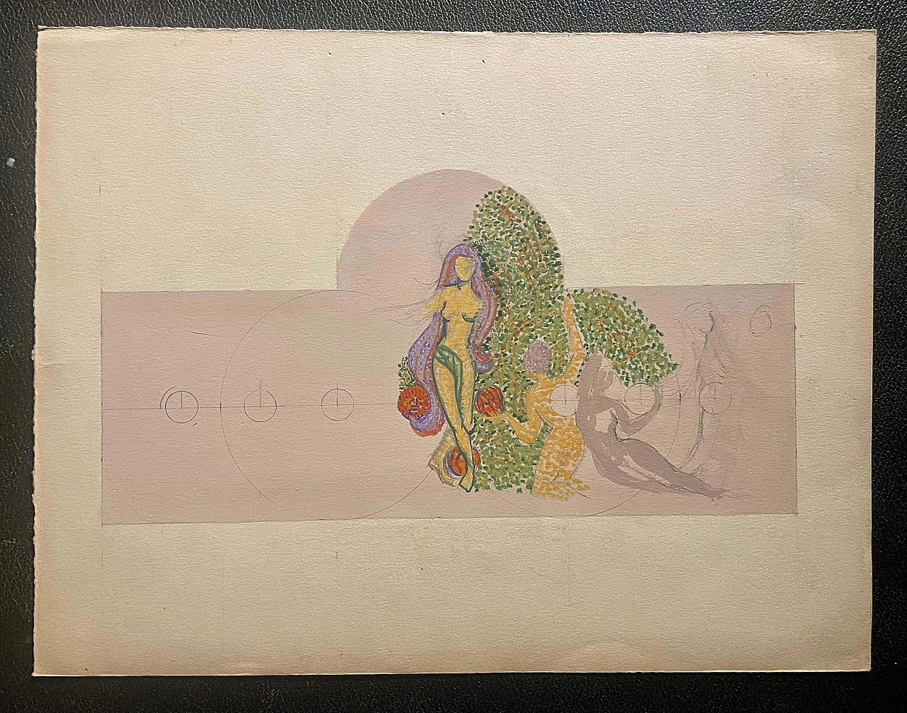 Female figures, gouache drawing on paper, 1920s 9
