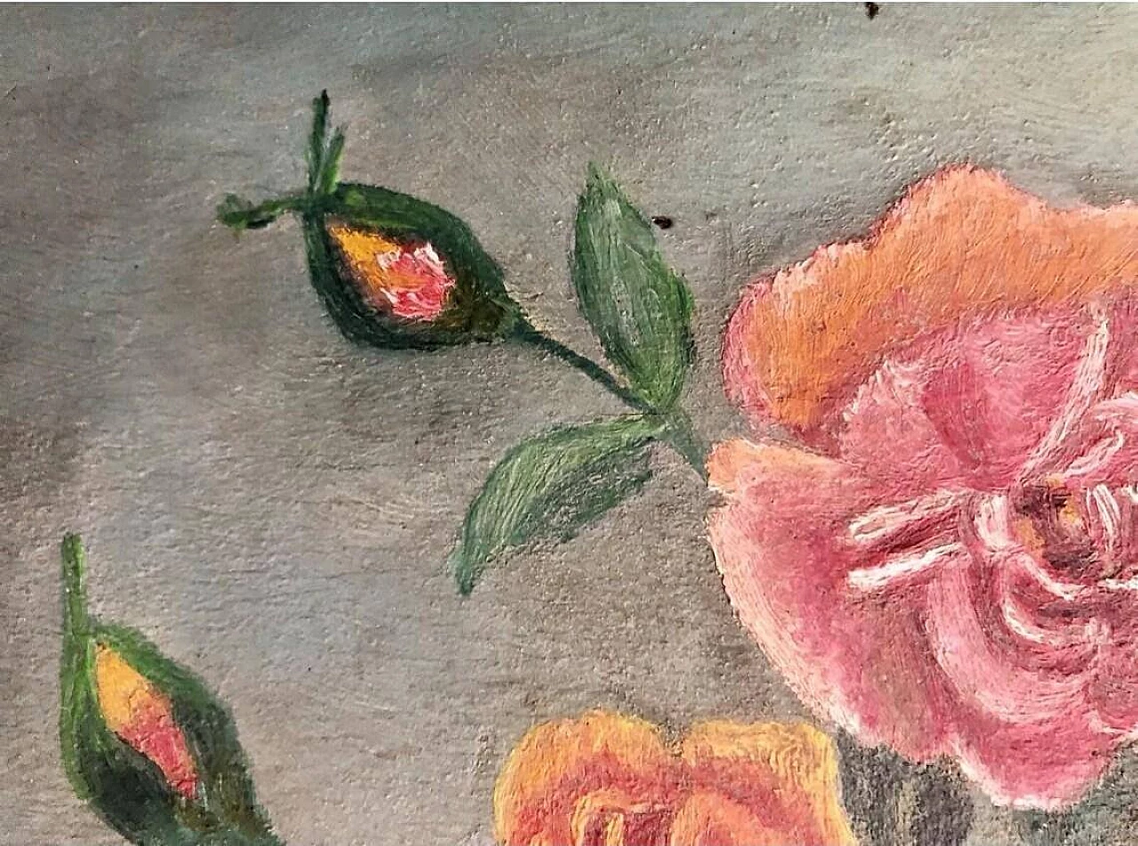 Rose, dipinto a olio su tavoletta, fine '800 7