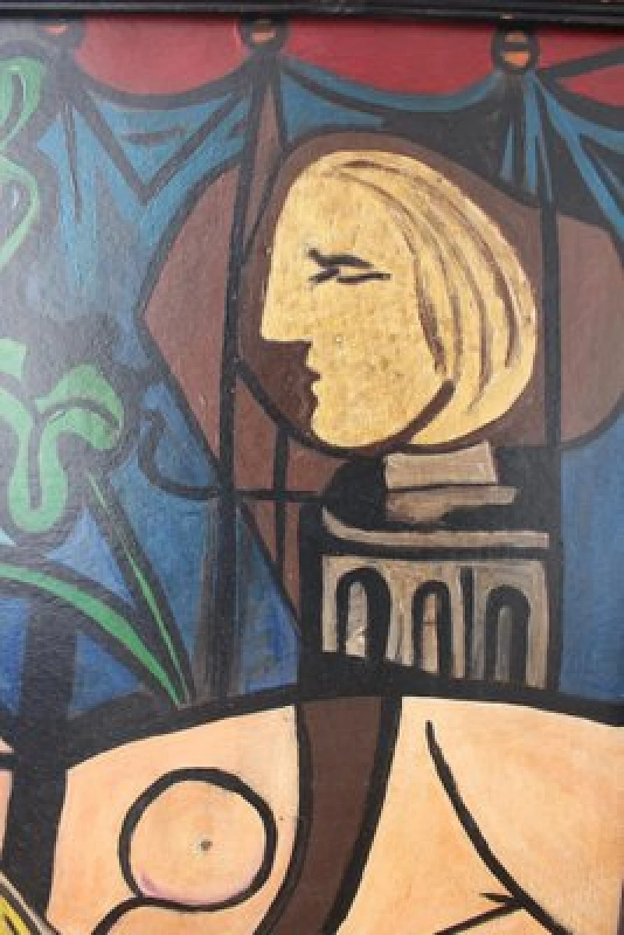 Composizione cubista con figure erotiche nello stile di Picasso, olio su tavola, anni '70 5