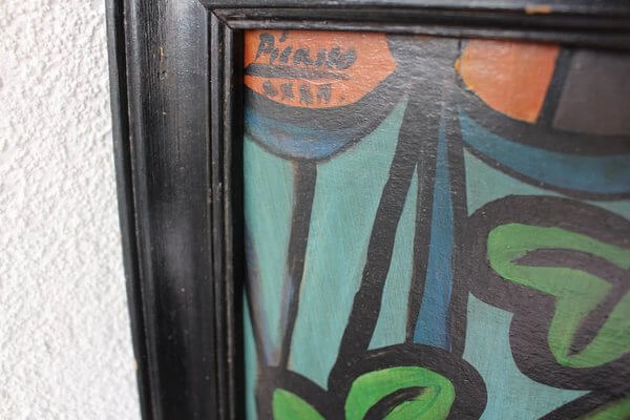 Composizione cubista con figure erotiche nello stile di Picasso, olio su tavola, anni '70 6