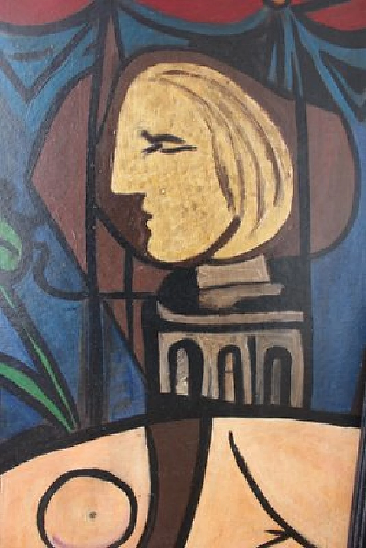 Composizione cubista con figure erotiche nello stile di Picasso, olio su tavola, anni '70 7