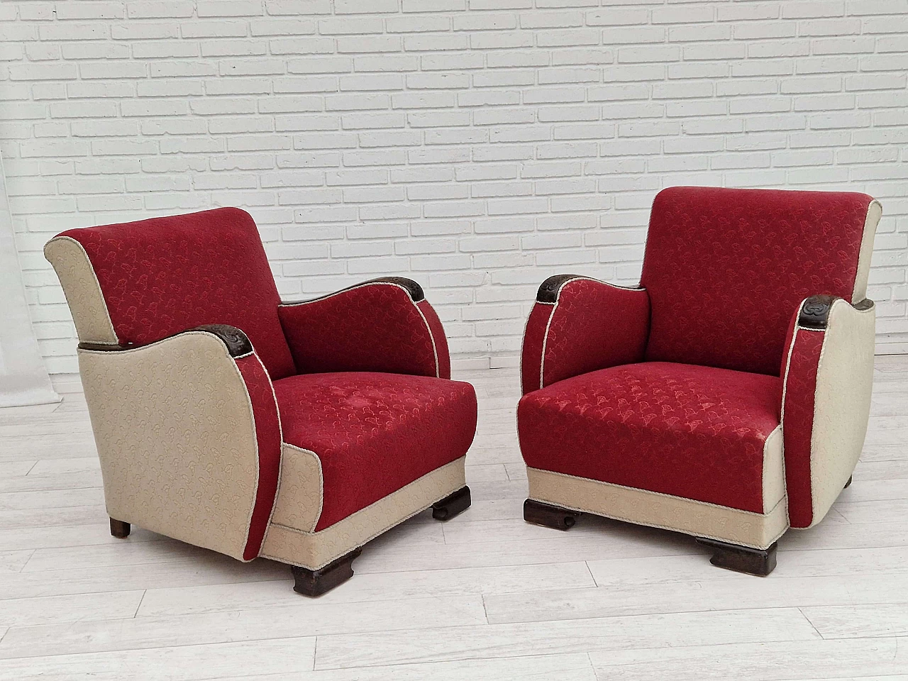 Pair of Scandinavian Art Deco armchairs, 1950s 1