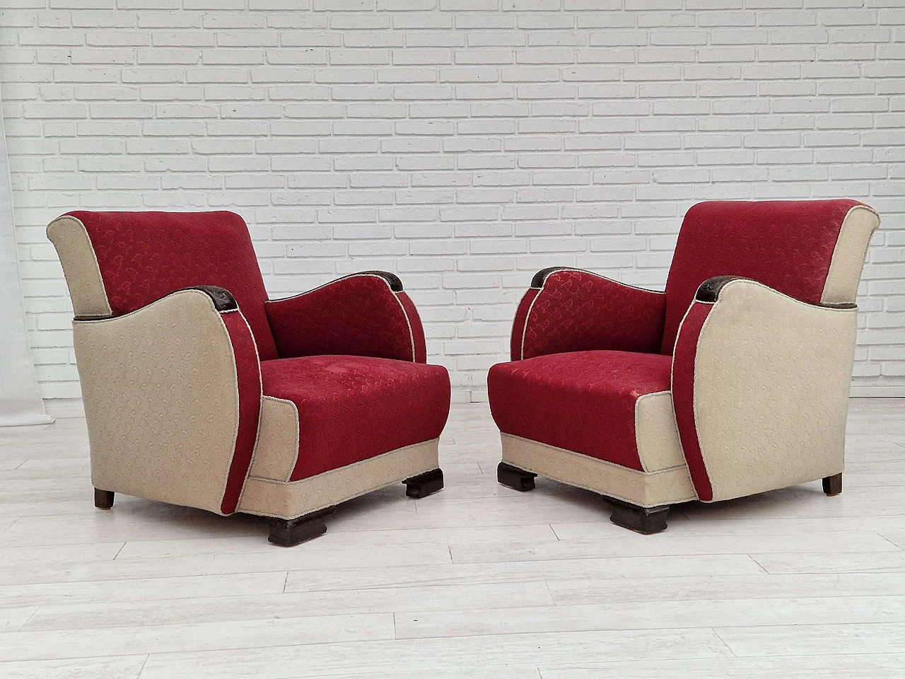 Pair of Scandinavian Art Deco armchairs, 1950s 2