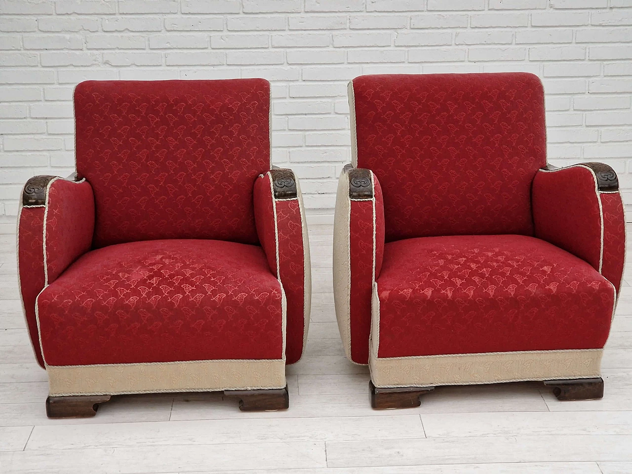 Coppia di poltrone scandinave Art Déco, anni '50 3