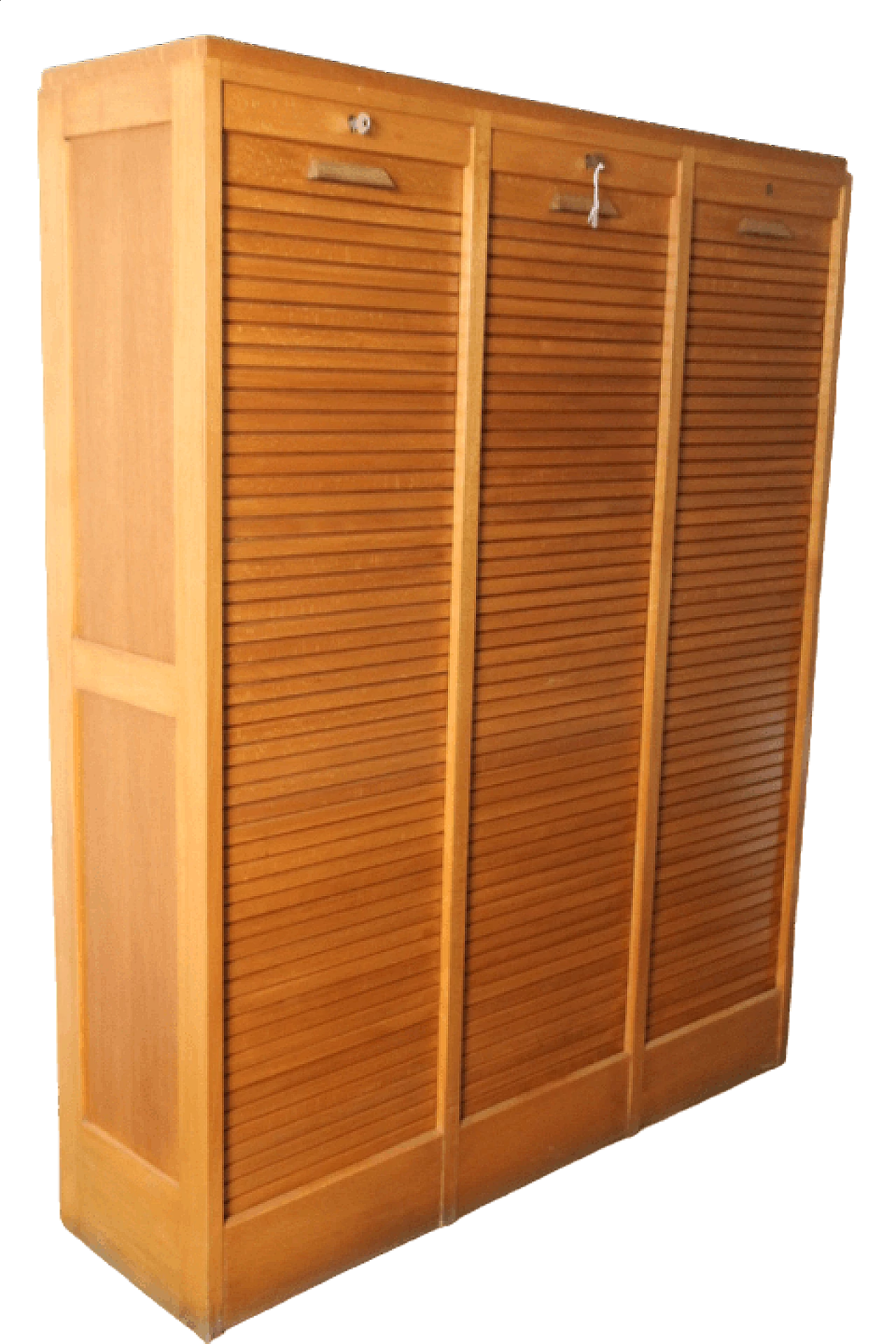 Schedario a tre serrande in rovere, anni '40 14