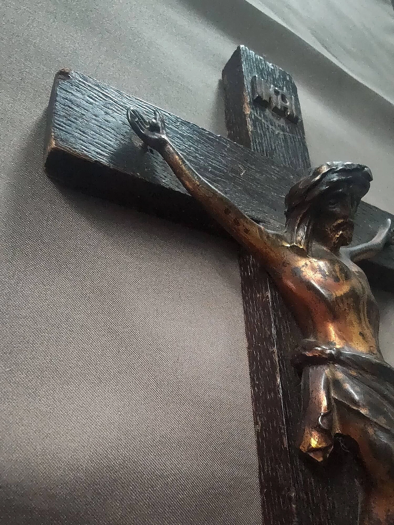 Wood and metal crucifix, 19th century 7