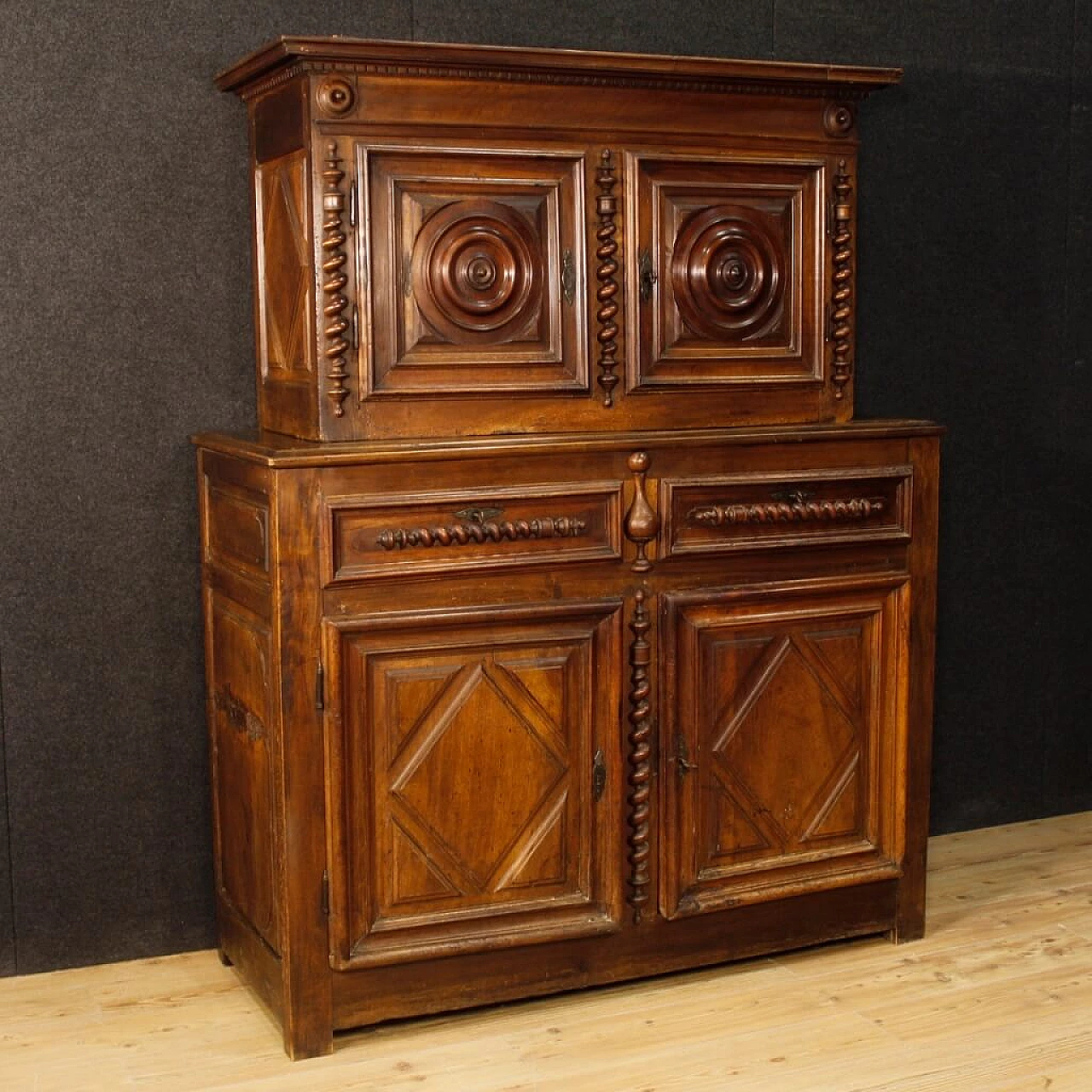 Credenza francese stile Luigi XIII in noce, '700 1