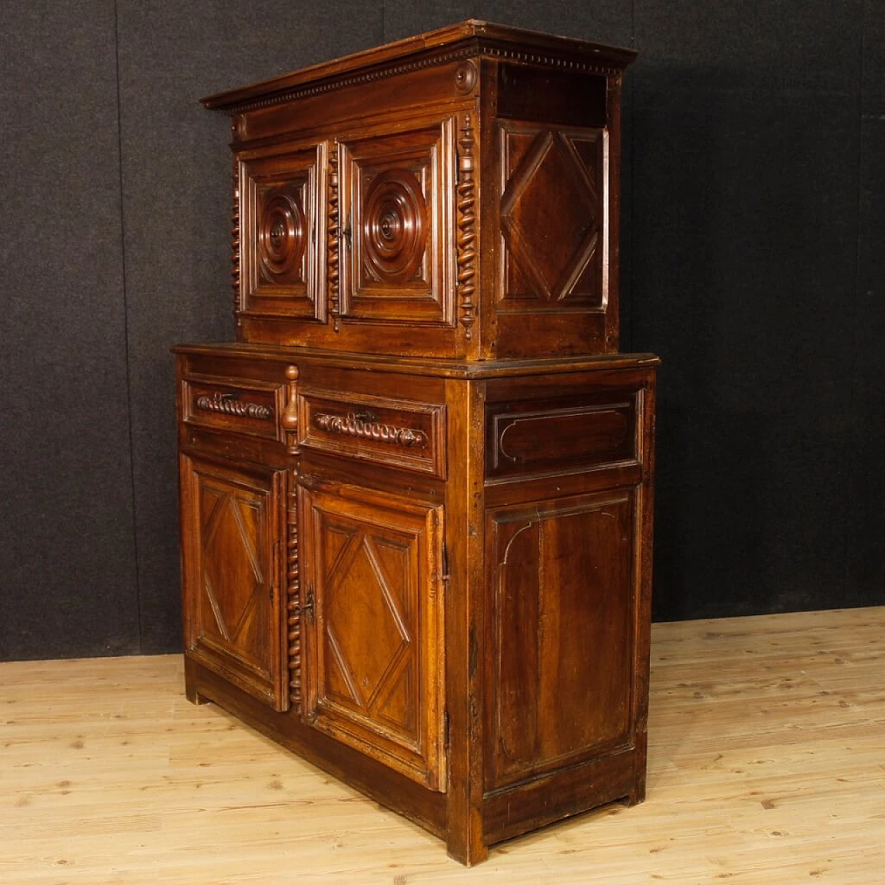 Credenza francese stile Luigi XIII in noce, '700 6