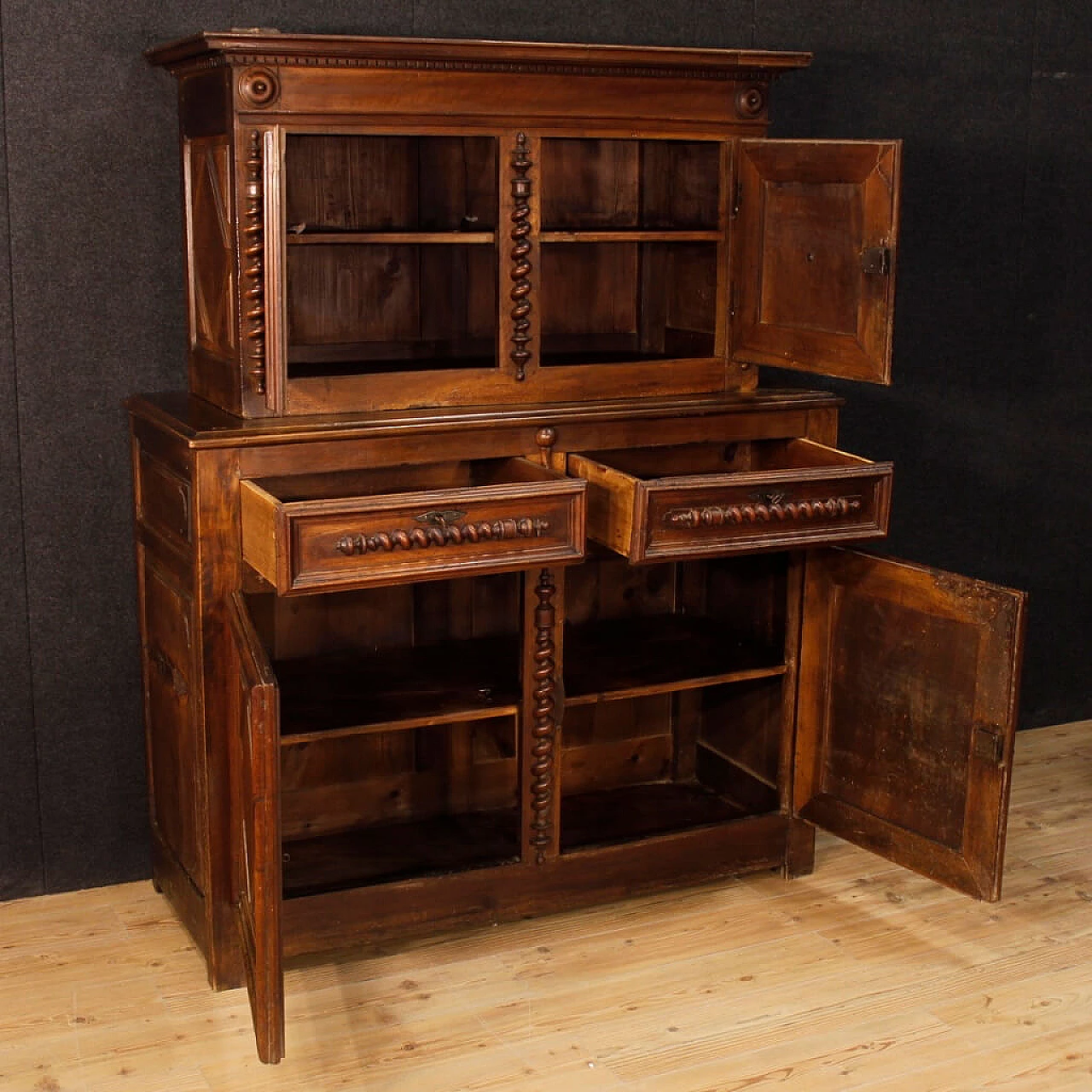 Credenza francese stile Luigi XIII in noce, '700 10