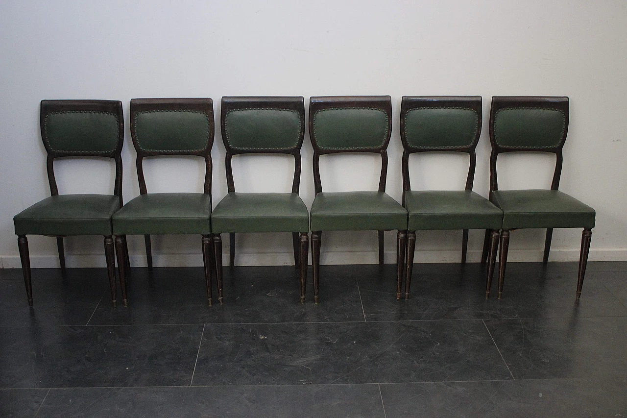 6 Chairs in beech and leatherette attributed to Vittorio Dassi, 1950s 1