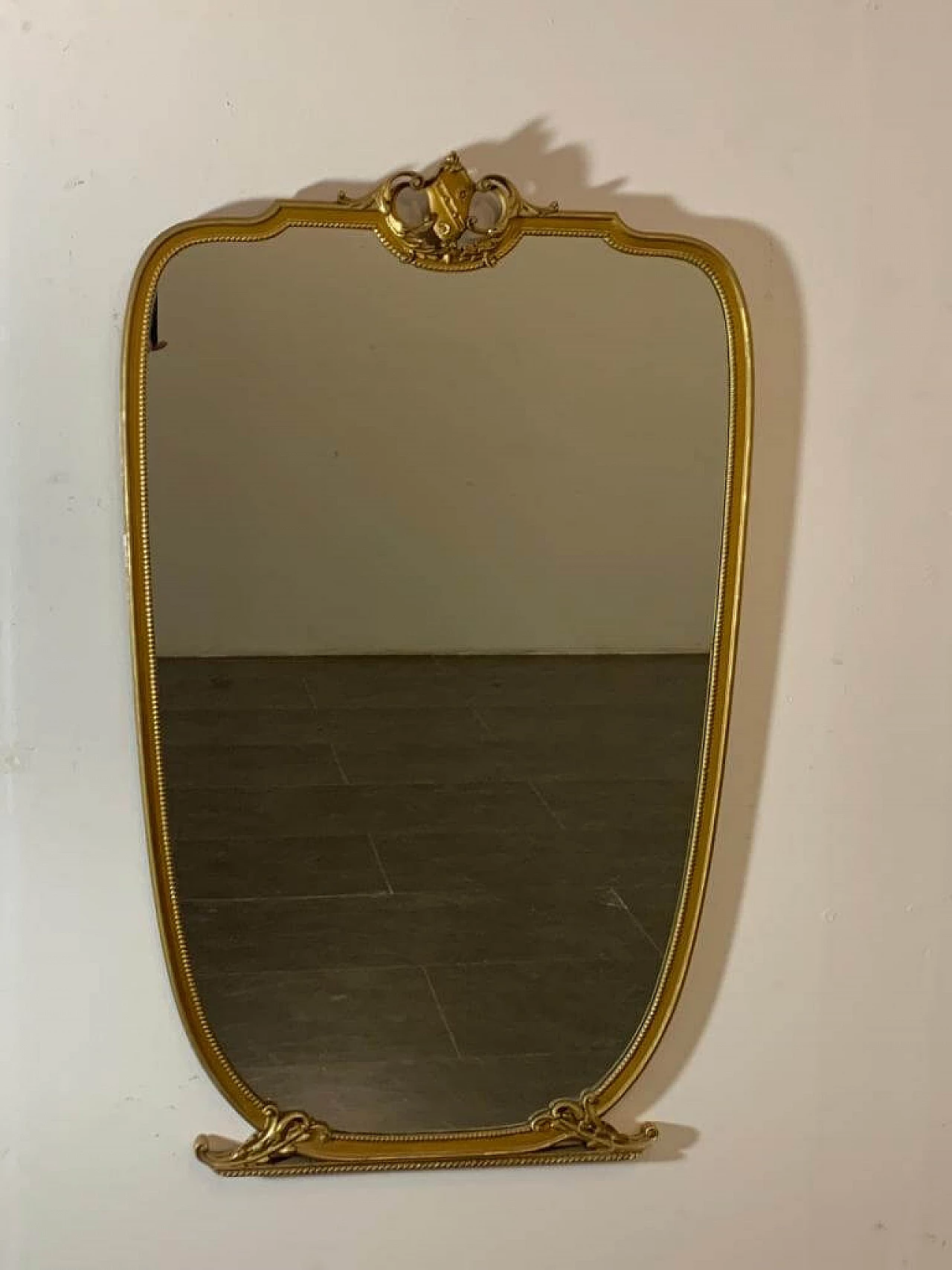Specchio in metallo dorato, anni '50 1
