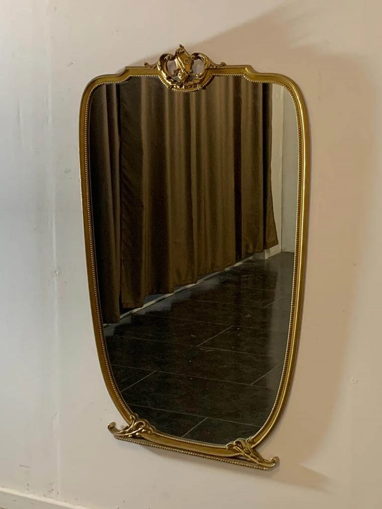 Specchio in metallo dorato, anni '50 2
