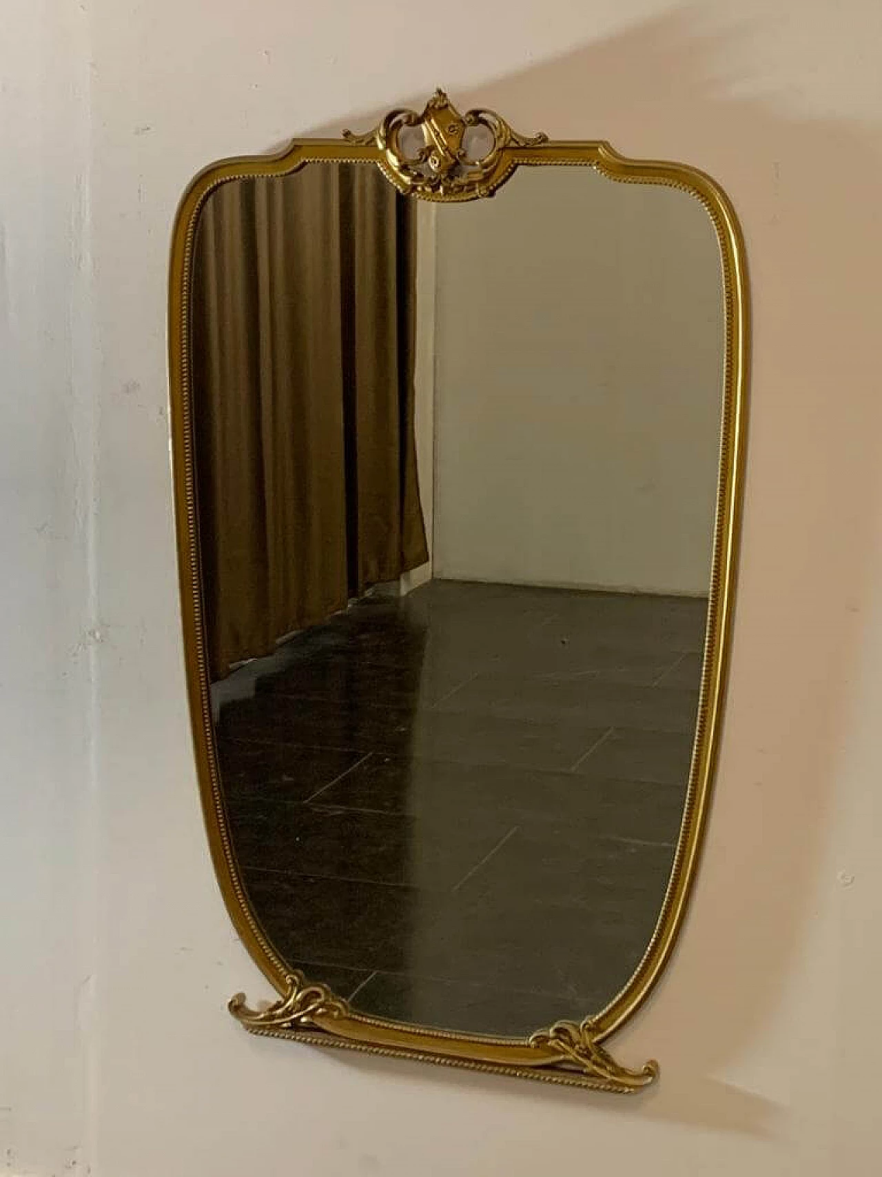 Specchio in metallo dorato, anni '50 3