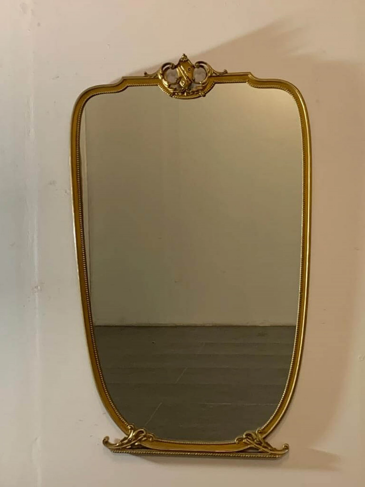 Specchio in metallo dorato, anni '50 4
