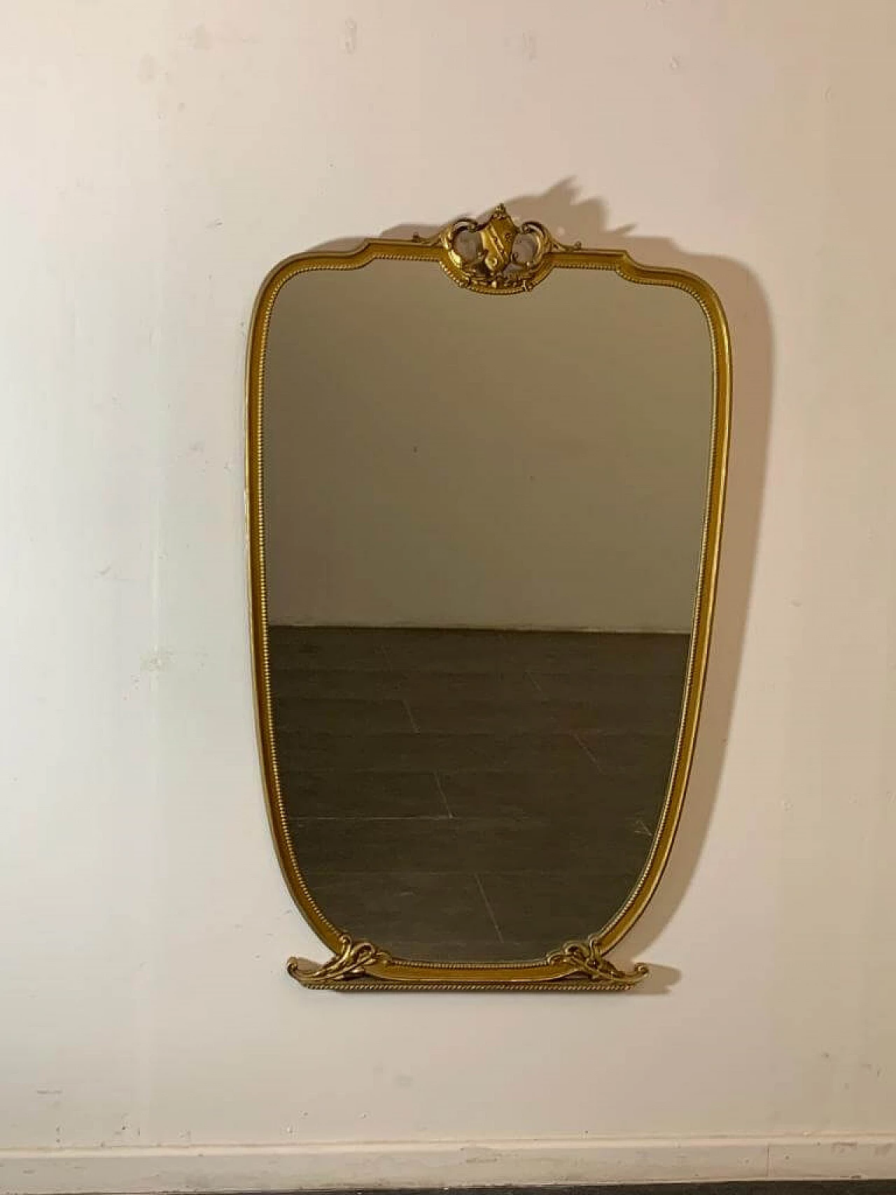 Specchio in metallo dorato, anni '50 5