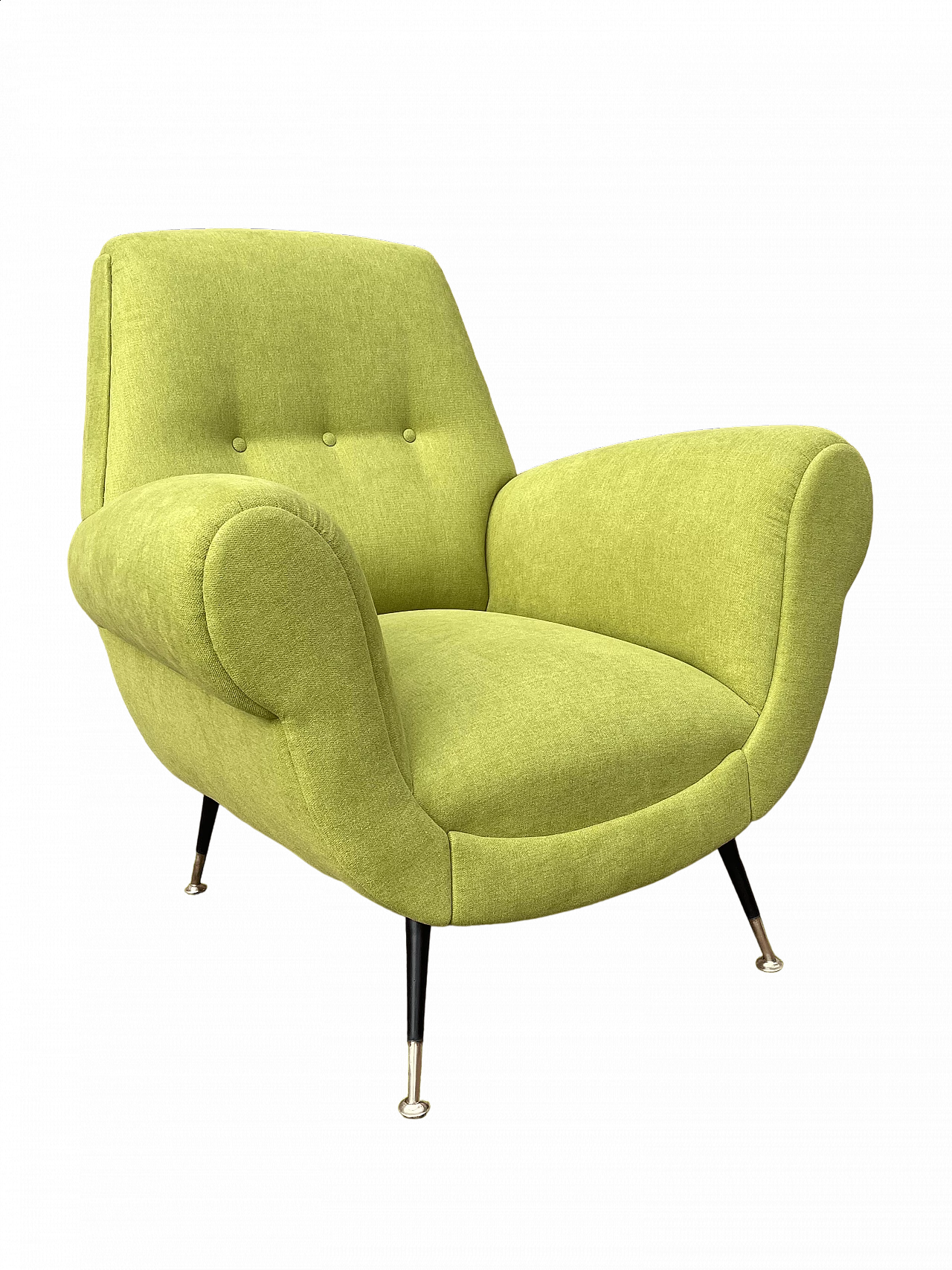 Lime green fabric armchair by Gigi Radice for Minotti, 1950s 17