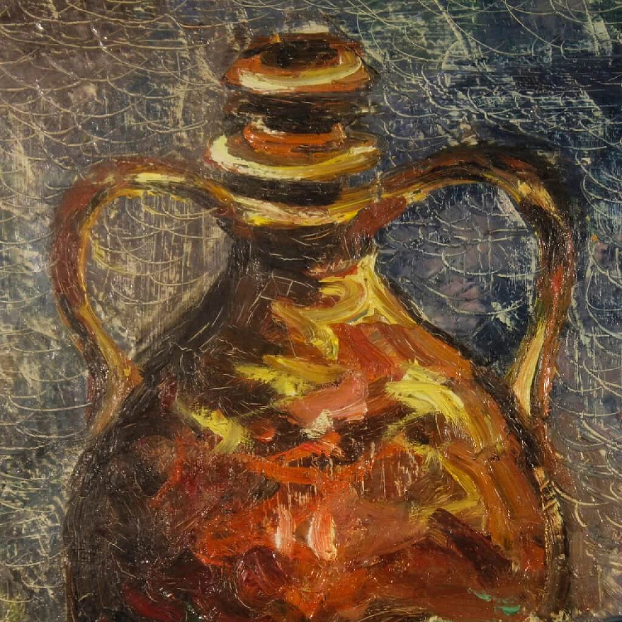 Natura morta con oggetti e pomodori, dipinto a olio su tela 10