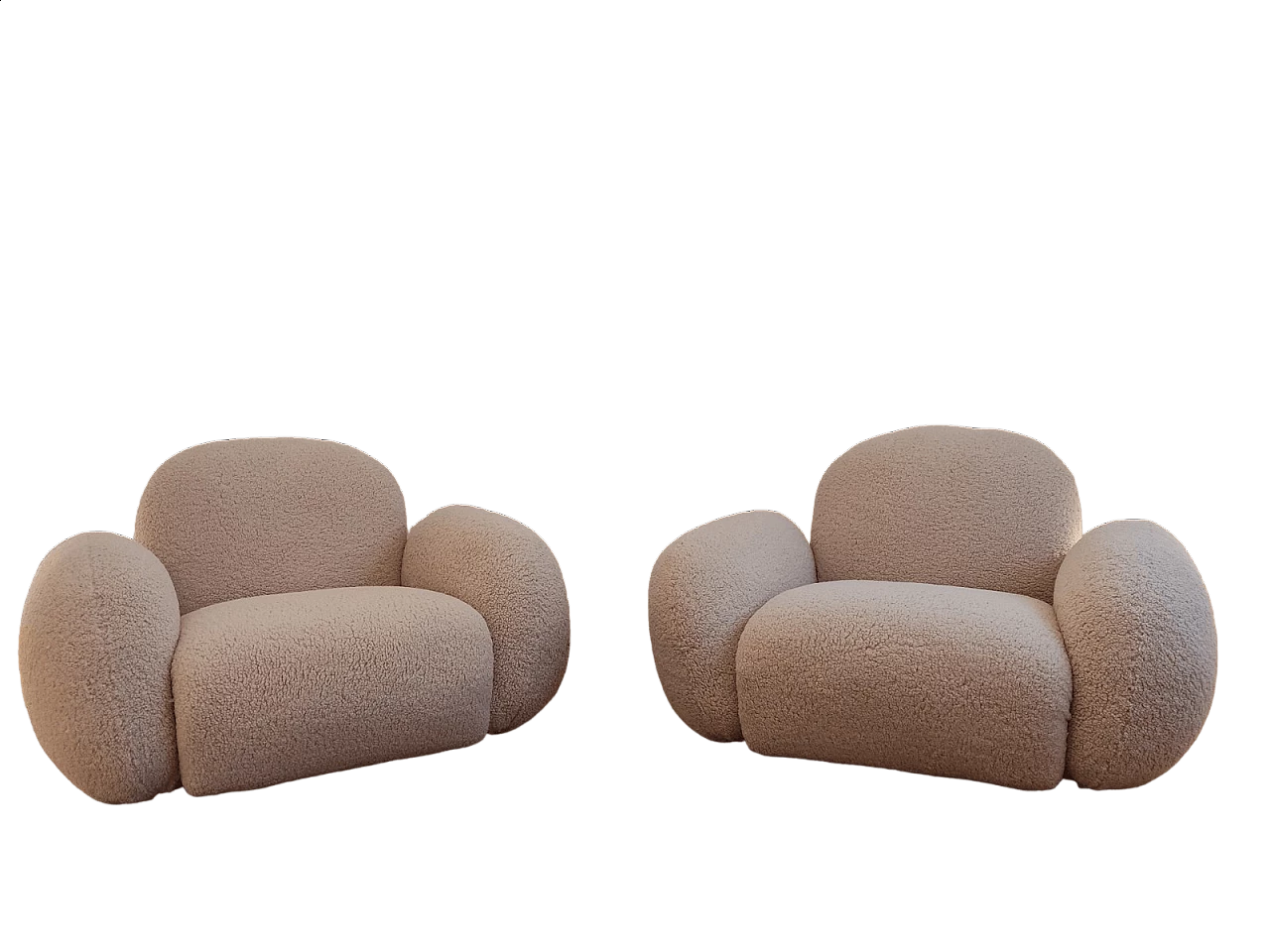 Coppia di poltrone Love Seat in bouclé, anni '70 12