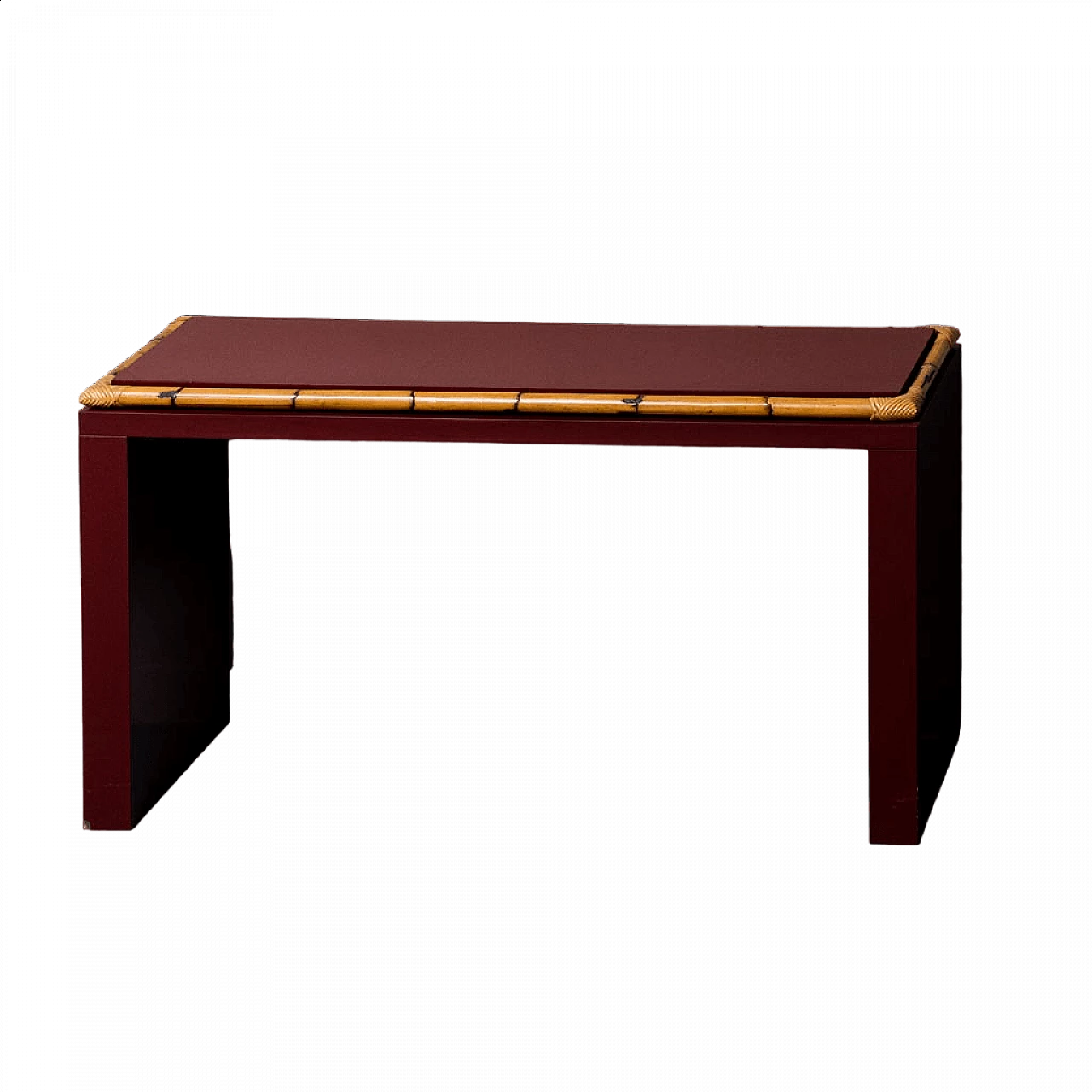 Wood and bamboo console table, 1970s 8