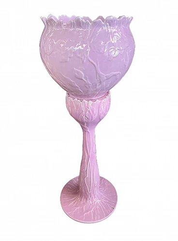 Fioriera Liberty in ceramica rosa, anni '30