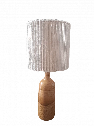 Ceramic table lamp with rope shade, 1960s