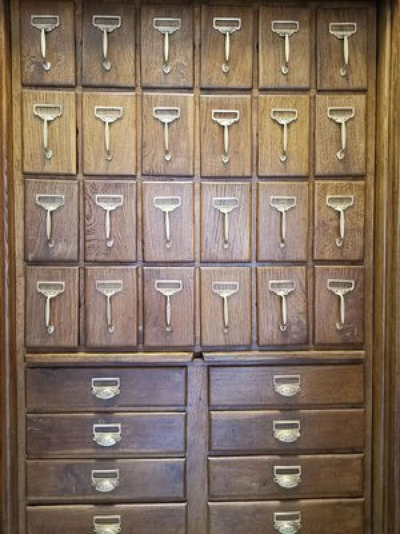 Wooden archive with brass details, 1950s 3