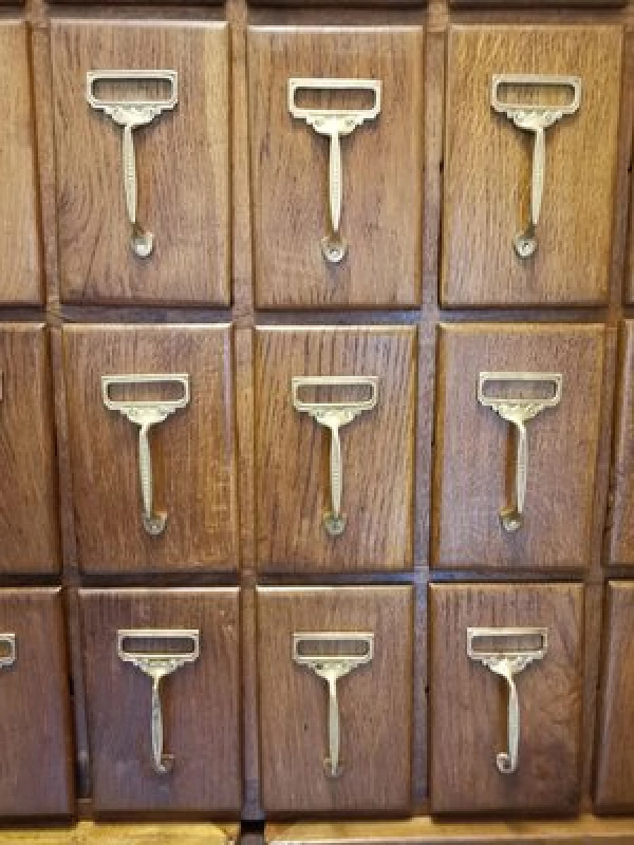 Wooden archive with brass details, 1950s 5