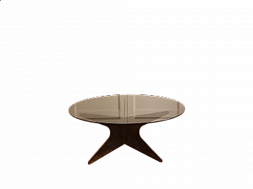 Coffee table with patinated iron base and glass top, 1960s