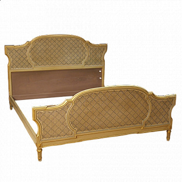 Louis XVI style wood and Vienna straw double bed