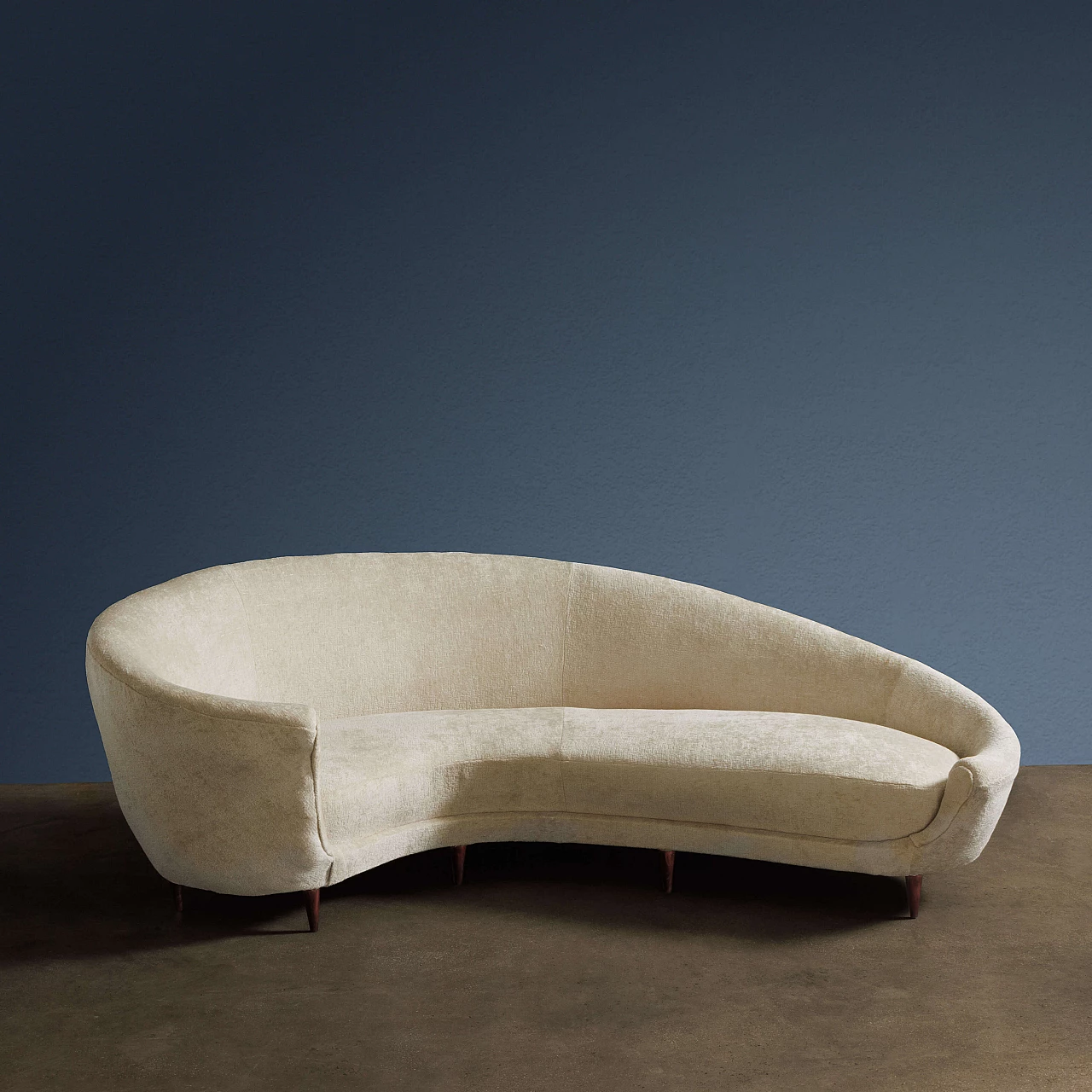 Beige velvet sofa attributed to Federico Munari, 1950s 1