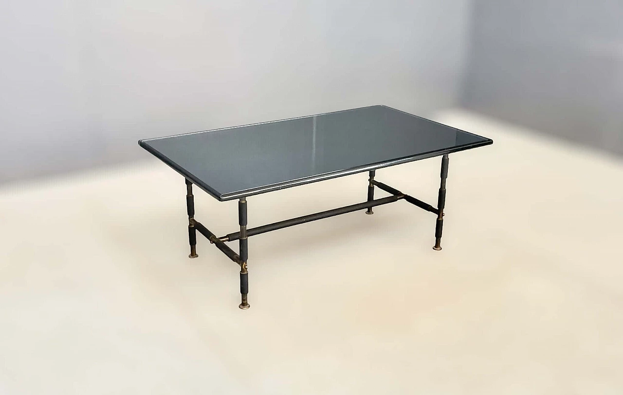 Metal, brass and glass coffee table by Max Ingrand for Fontana Arte, 1950s 1
