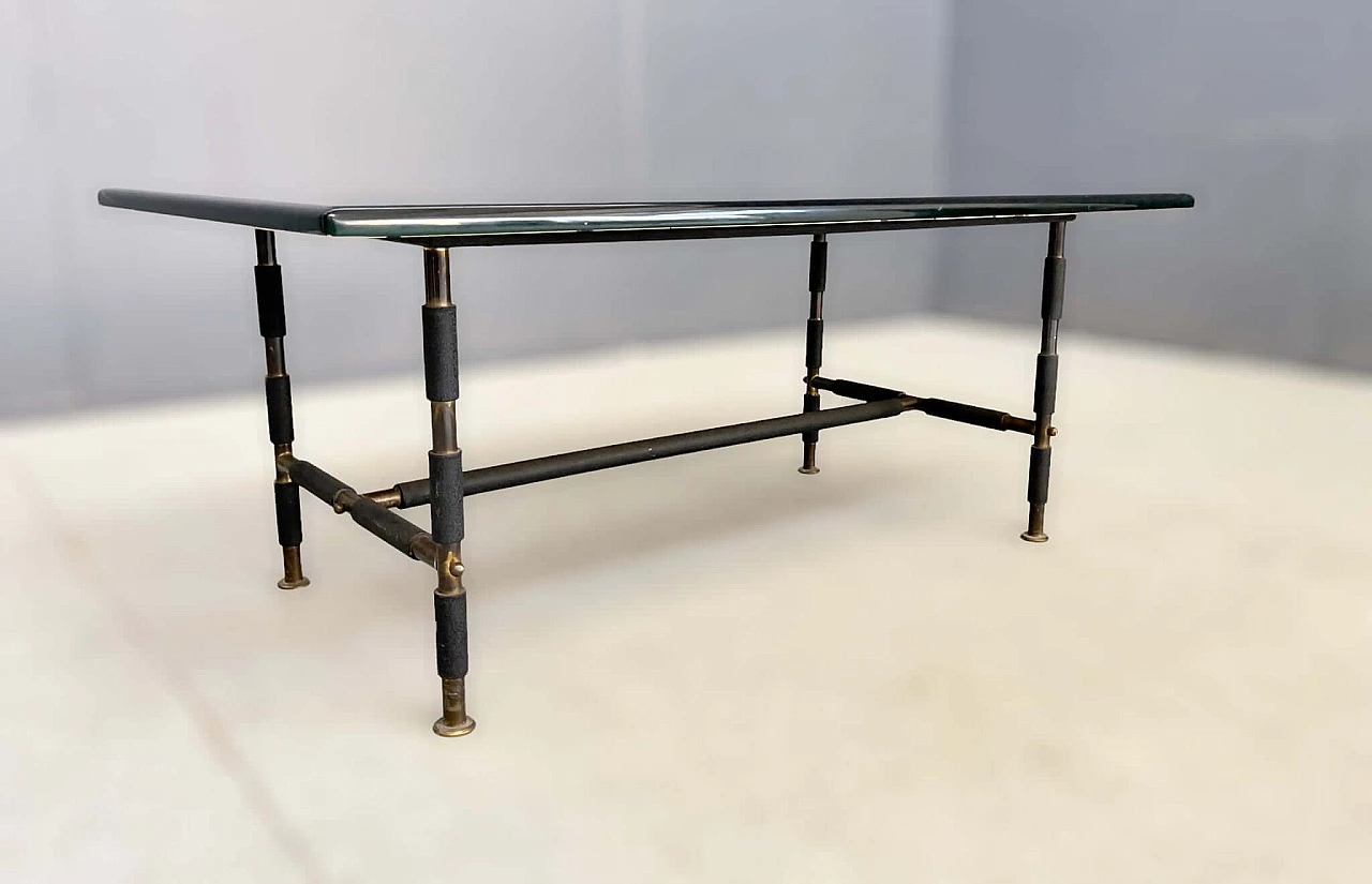 Metal, brass and glass coffee table by Max Ingrand for Fontana Arte, 1950s 3