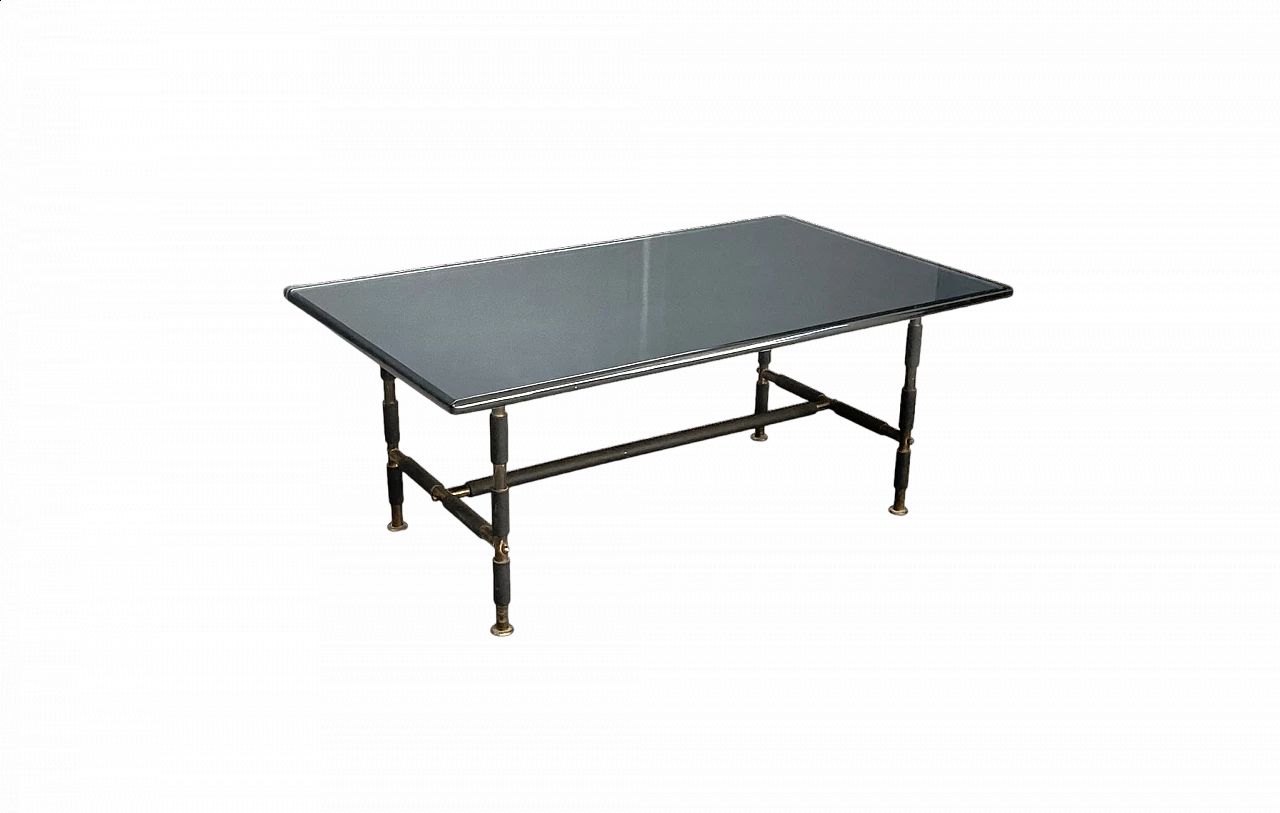 Tavolino in metallo, ottone e vetro di Max Ingrand per Fontana Arte, anni '50 5