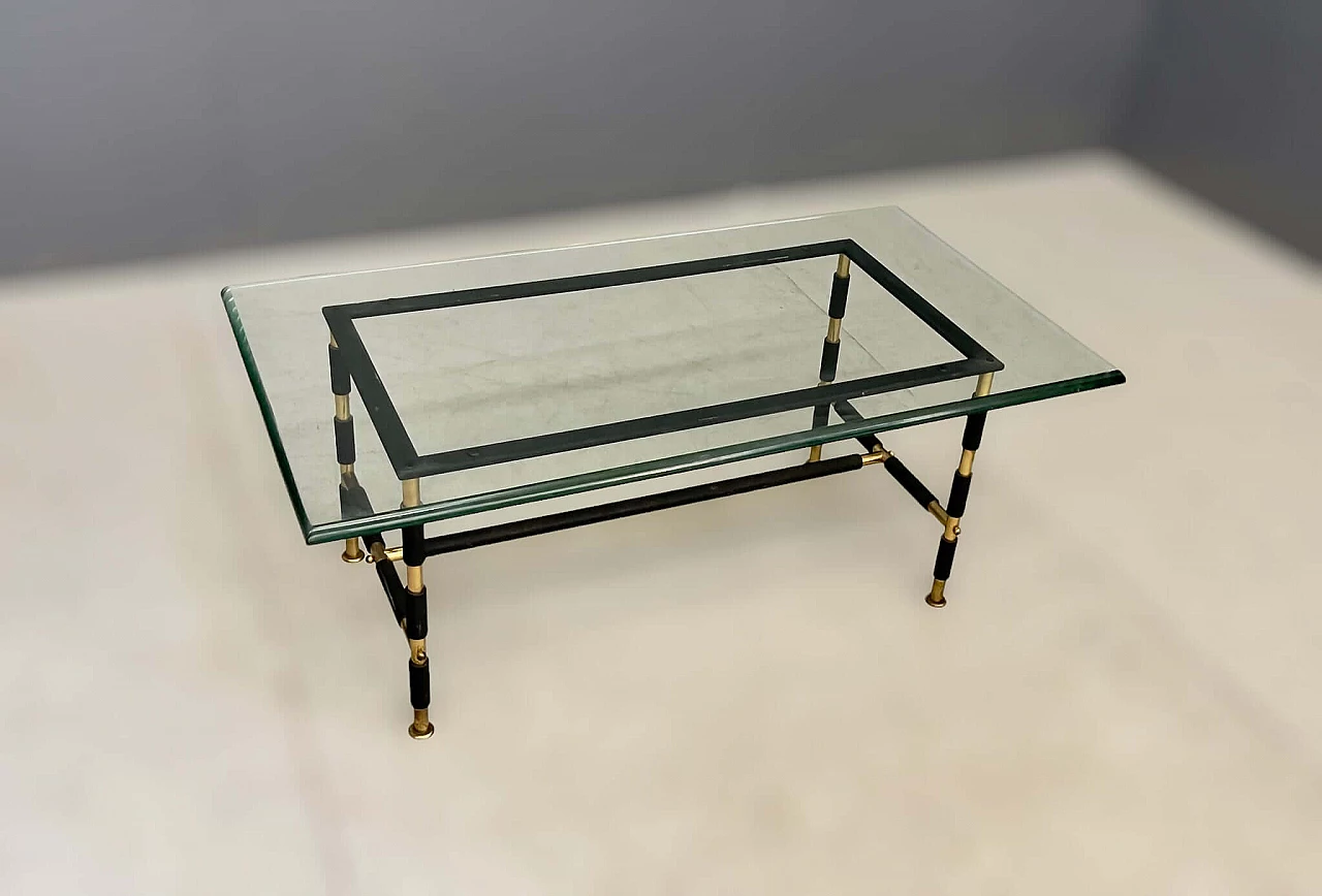 Glass coffee table with metal base by Max Ingrand for Fontana Arte, 1950s 1