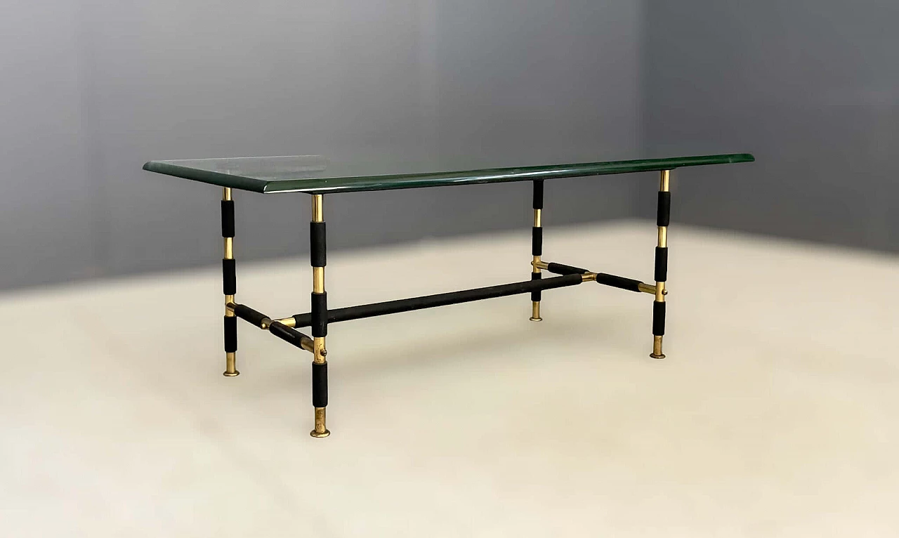 Glass coffee table with metal base by Max Ingrand for Fontana Arte, 1950s 2