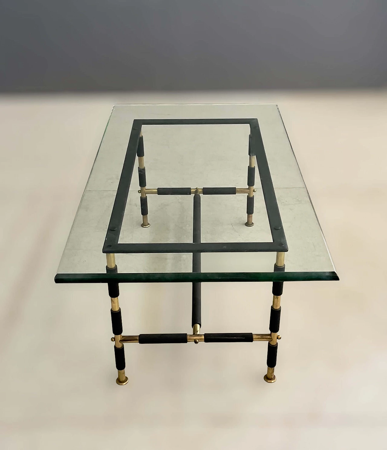 Glass coffee table with metal base by Max Ingrand for Fontana Arte, 1950s 3