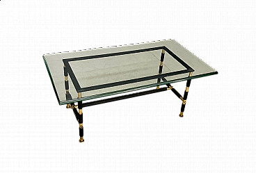 Glass coffee table with metal base by Max Ingrand for Fontana Arte, 1950s