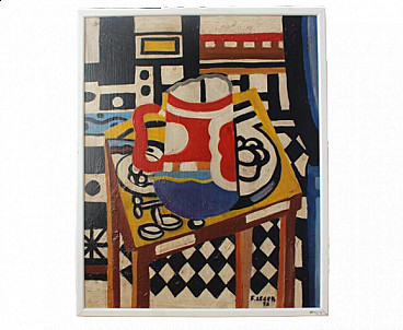 Cubist painting after Fernand Léger, oil on canvas, 1940s