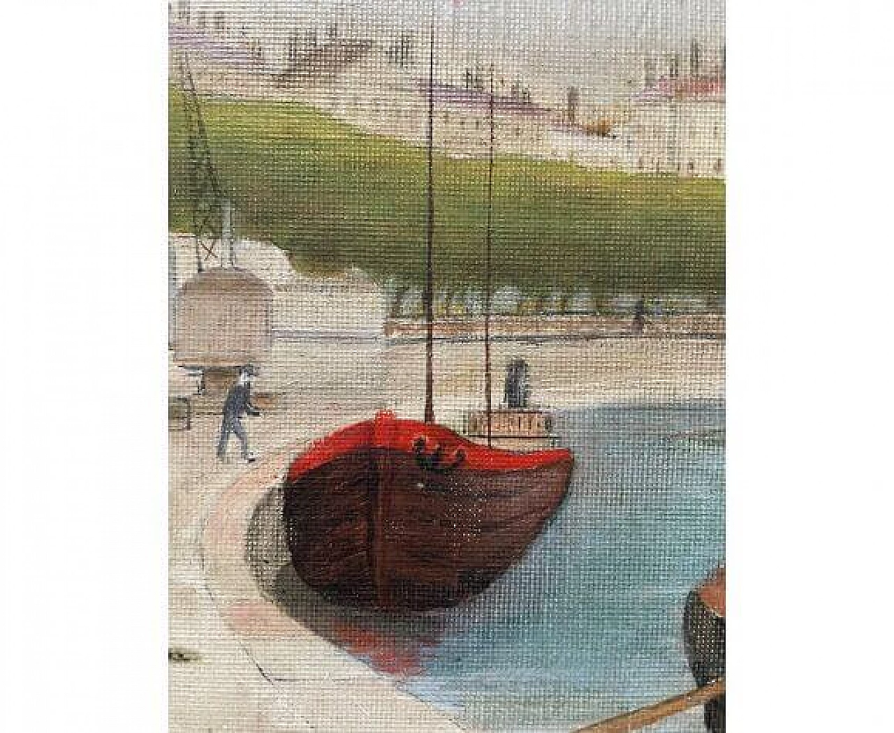 Dipinto di paesaggio urbano di Lione, olio su tela, anni '30 4