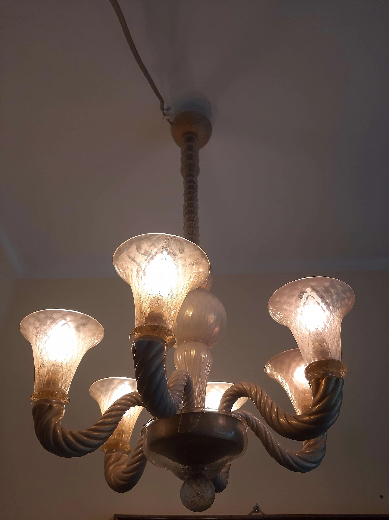 Murano glass chandelier attributed to Carlo Scarpa, 1950s 1