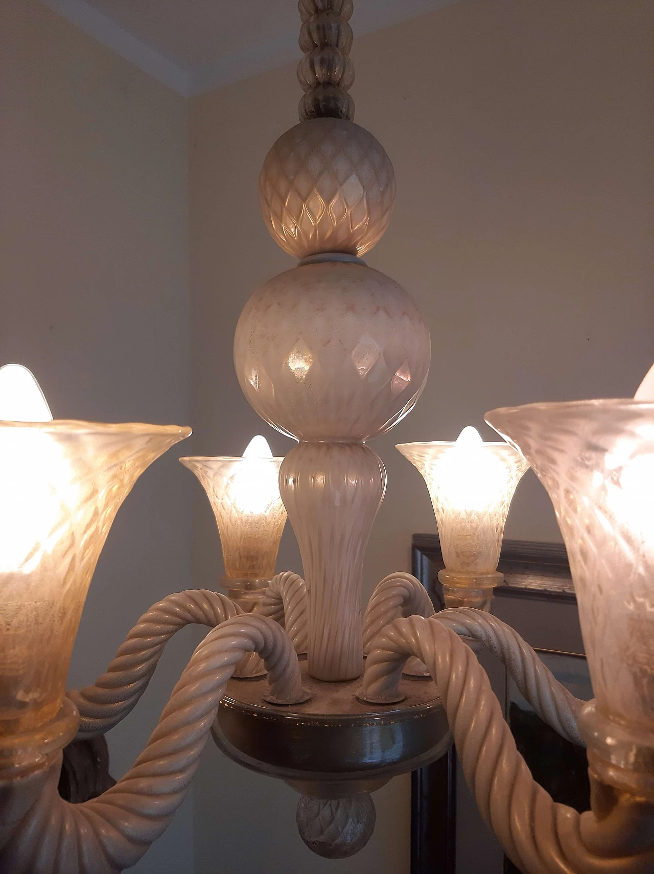 Murano glass chandelier attributed to Carlo Scarpa, 1950s 7