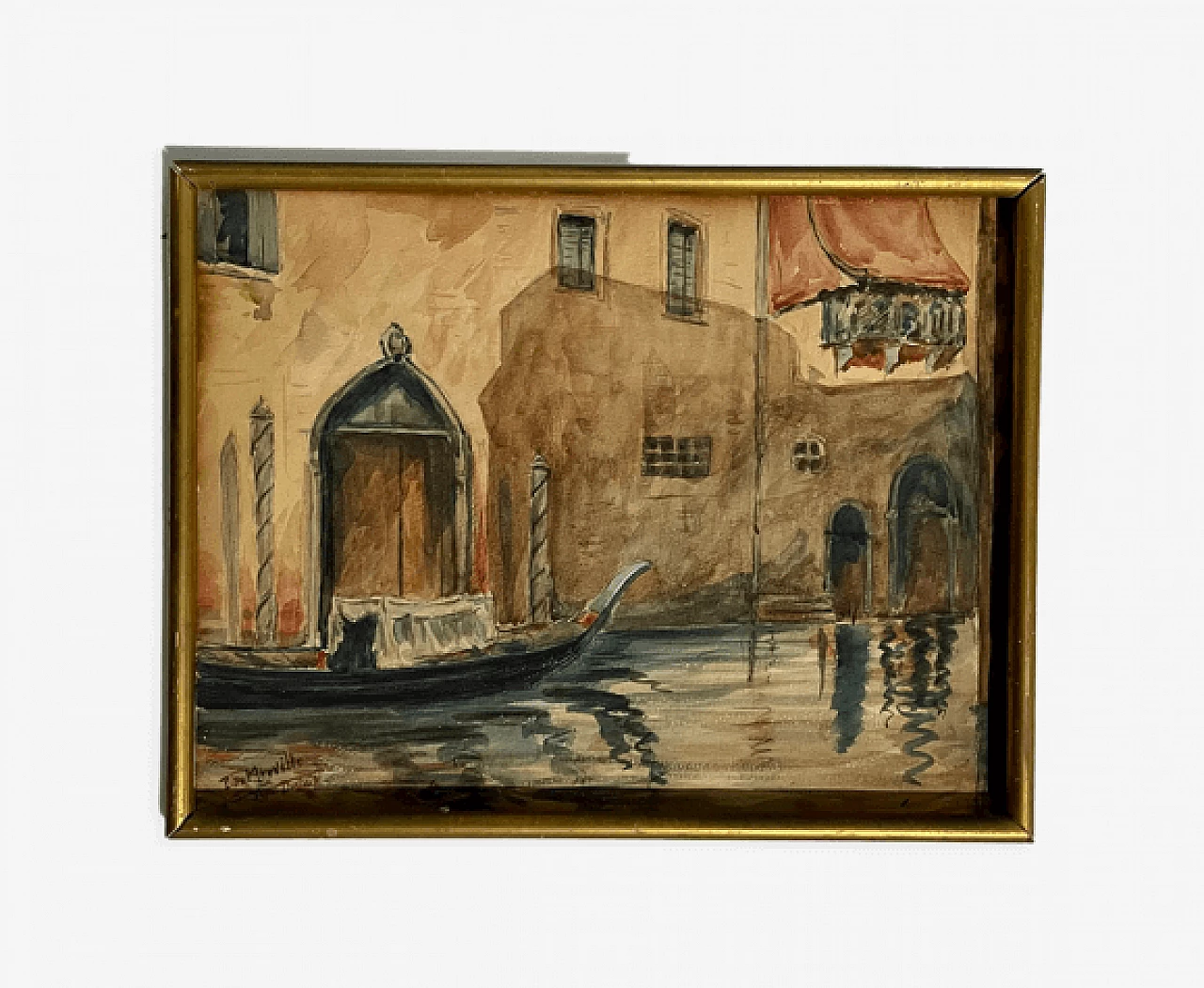 P. De Merville, Vista del canale di Venezia, acquerello su carta, anni '10 1