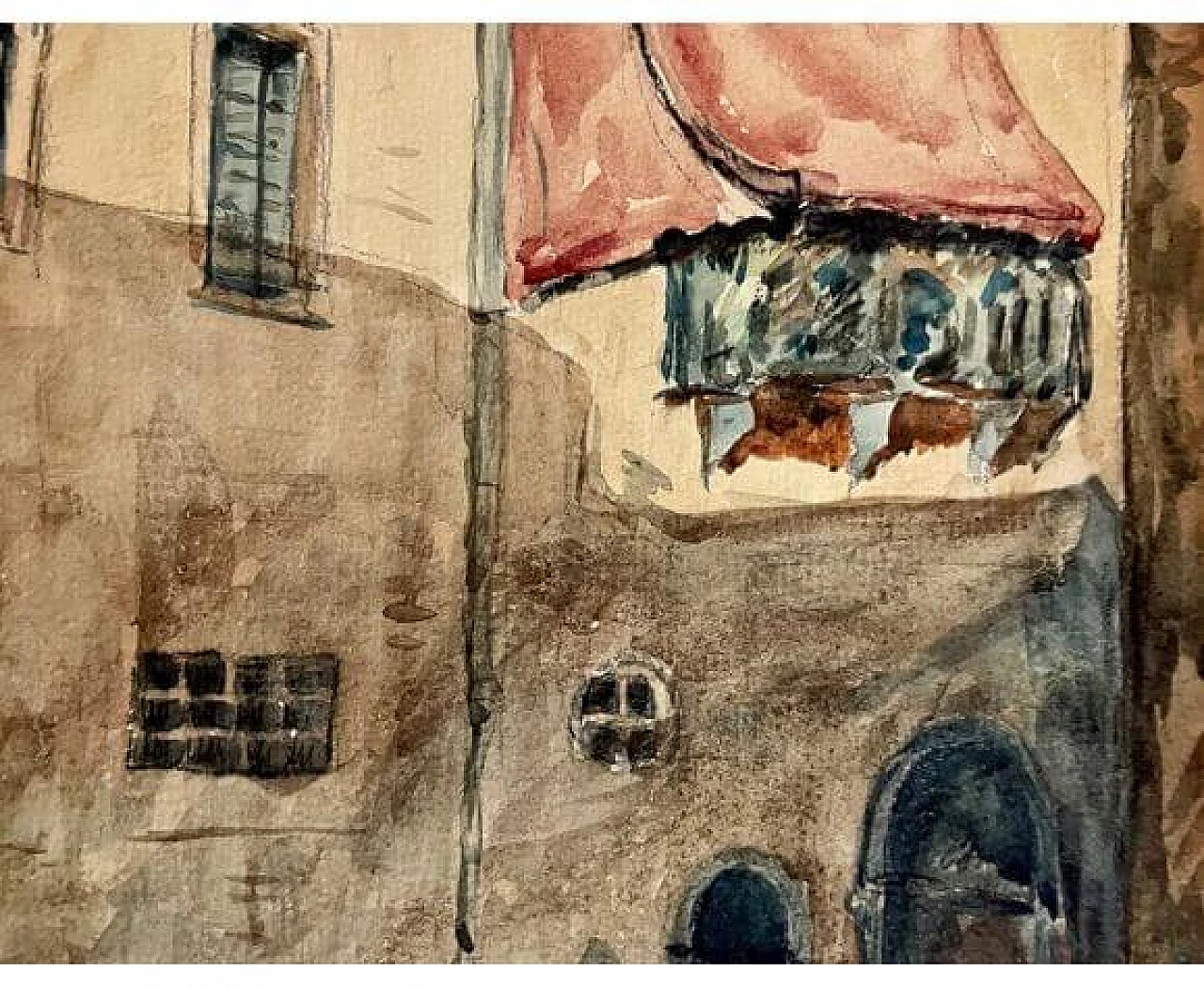 P. De Merville, Vista del canale di Venezia, acquerello su carta, anni '10 2
