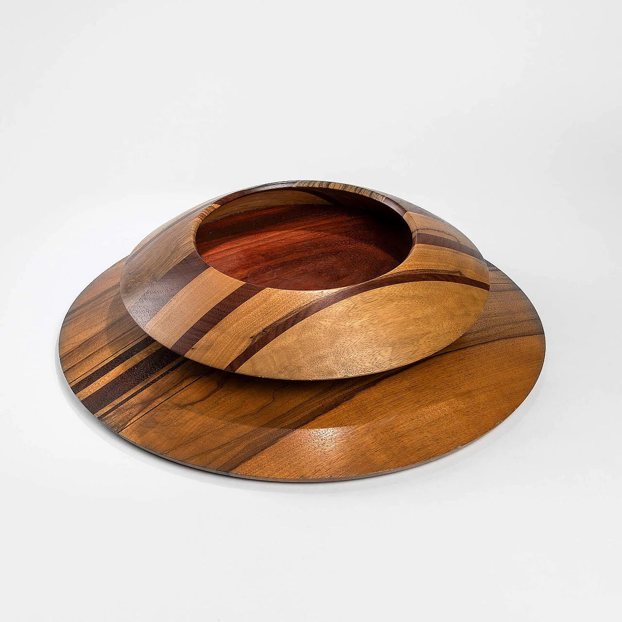 Coppia di centrotavola in legno di Angelo Mangiarotti per Gracchi, anni '80 1