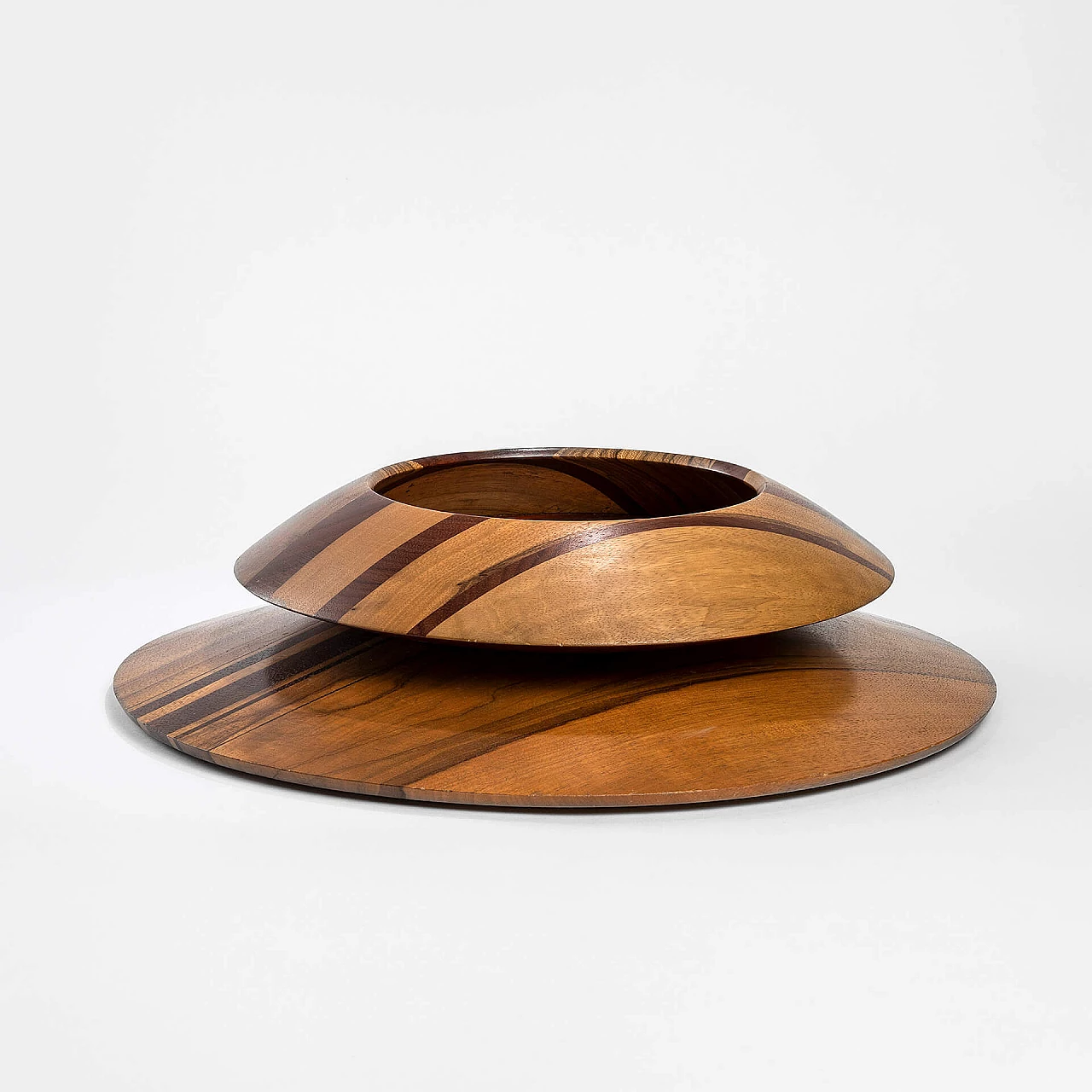 Coppia di centrotavola in legno di Angelo Mangiarotti per Gracchi, anni '80 2